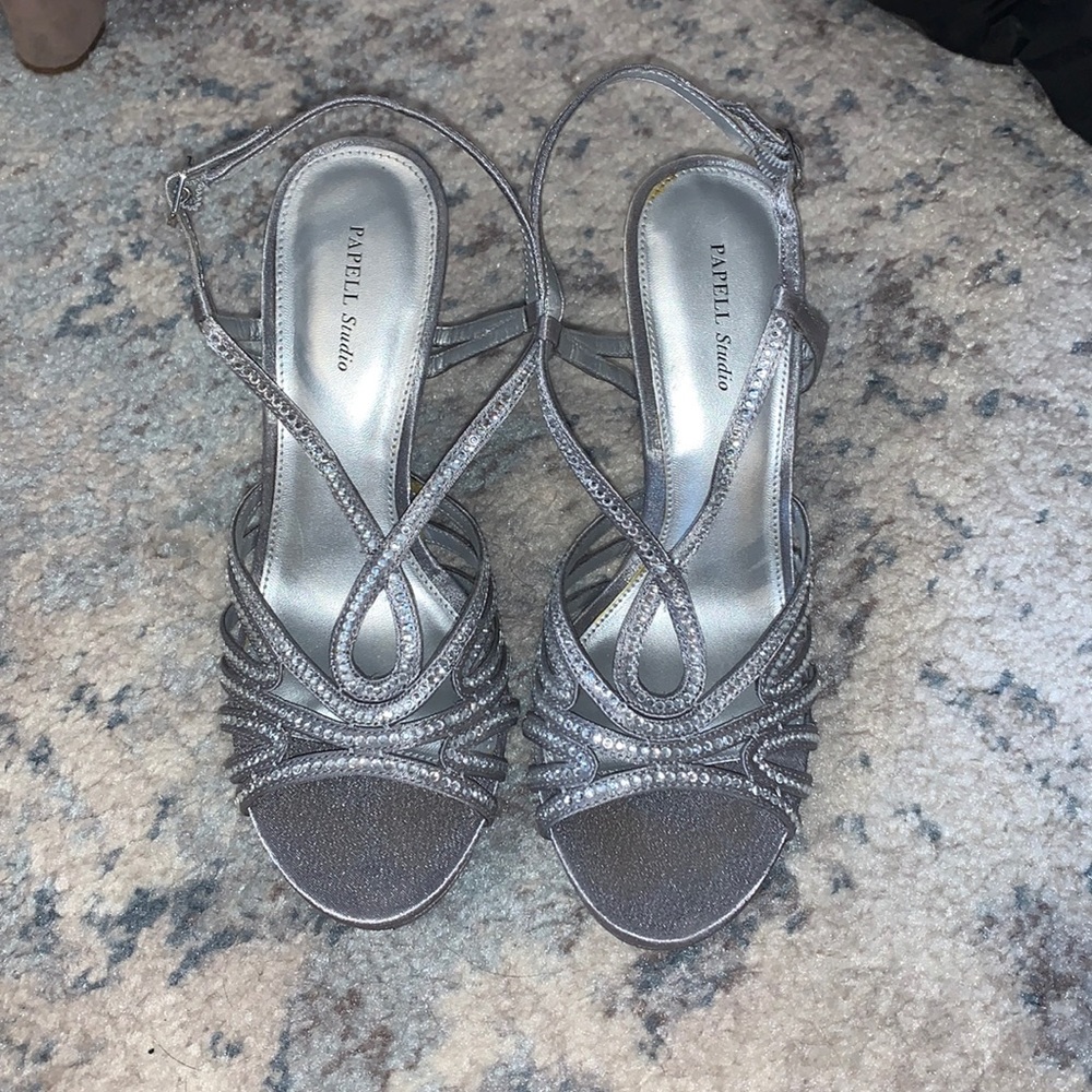 Silver sparkly heels